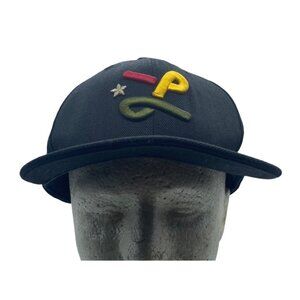 Vtg LRG New Era 59FIFTY True Fitted Hat Men Size 7 3/8 Black Embroidered Logo